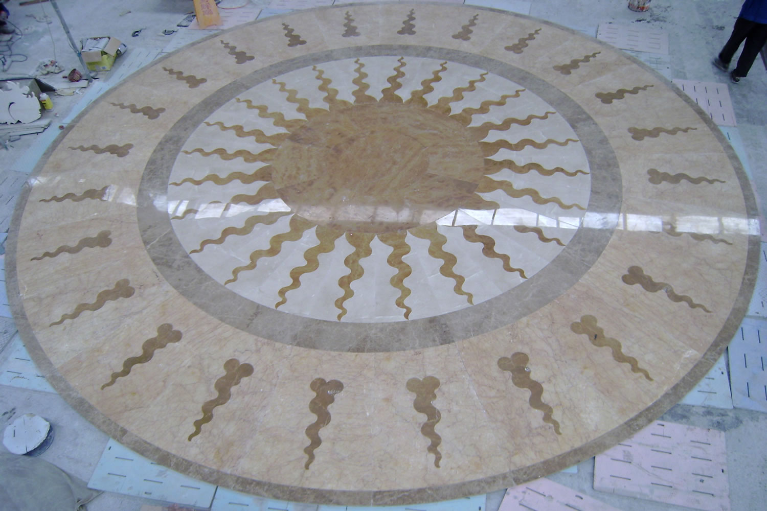 Circular Water-jet Medallion